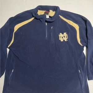 Notre Dame Fighting Irish, Jacket, Blue/Tan, 1/4 Zip, pockets, Men's Large #376